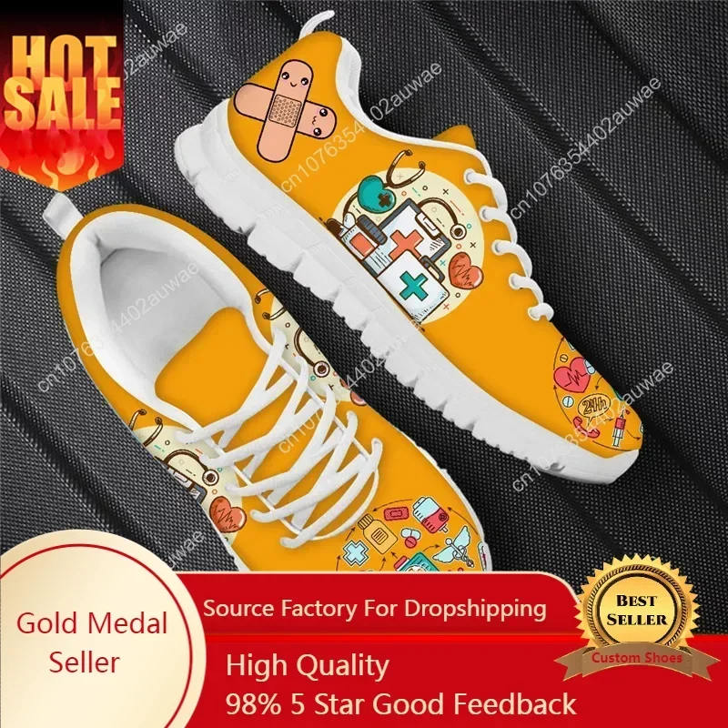 Health & Wellness Unlimited - Sepatu Kasual Wanita Desain Medis Orange