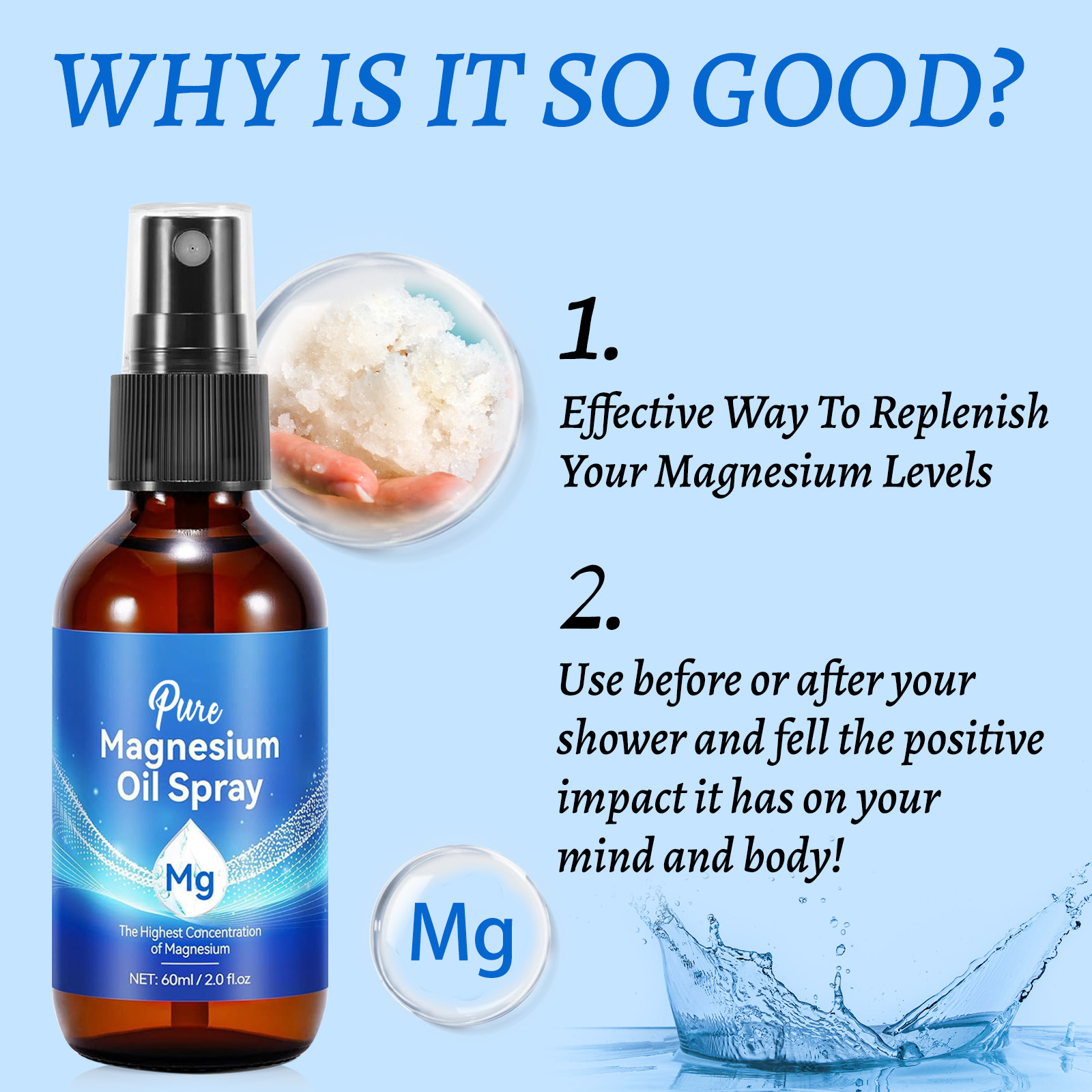 Minyak Magnesium Alami 60ml -  - Bath Salts Magnesium ulasan dan harga